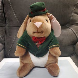 Plush Bunny w/ Green Velvet Jacket & Hat - Vintage - Made for Toys-"R"-Us - 1985